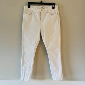 Frame Le Skinny de Jeanne Crop White Jeans Womens 30 COLC790 Cotton Blend Five P